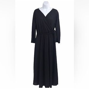 Like new Massimo Dutti Black Fit & Flare midi dress wrap tie waist Size XS